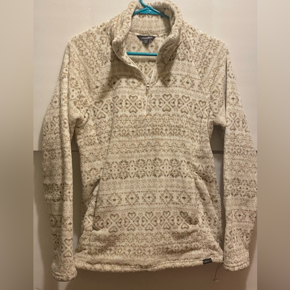 Eddie Bauer Nordic Fair Isle 1/4 Zip Fleece Pullover w/ Side Pockets - Women's M